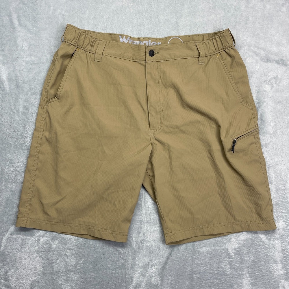 Wrangler Utility Shorts Mens 38‎ Khaki Outdoor Performance Side Elastic Waist